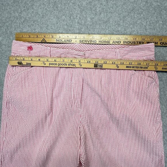 Vtg Lilly Pulitzer Capri Pants Womens 12 Seersucker Pink Wht Stripe Stretch Crop - Picture 10 of 15